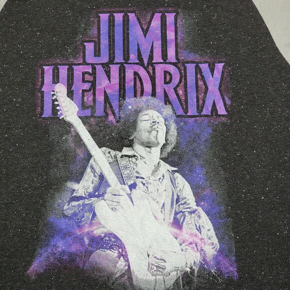 Rockin Artwork LS Baseball Style Unisex Speckled Tee "Jimi Hendrix" - Size 2XL* - Picture 2 of 4